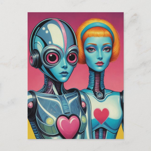 Carte Postale Robots féminins Scifi Heart (Devant)