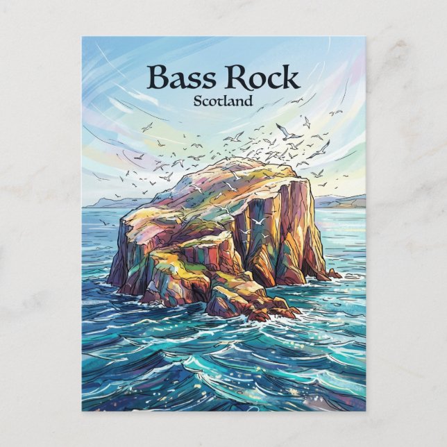 Carte Postale Rocher de Bass en Écosse (Devant)