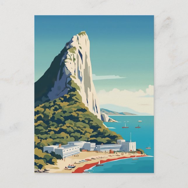Carte Postale Rocher de Gibraltar Travel Art (Devant)