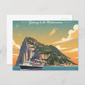 Carte Postale Rocher de Gibraltar Travel Art Poster vintage