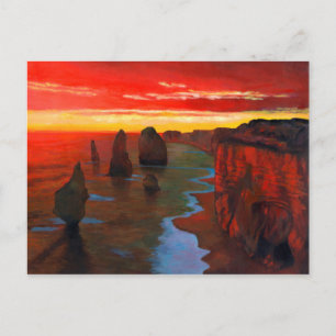 Carte Postale Rocher En Bord De Mer Au coucher Du Soleil