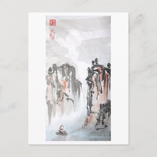 Carte Postale Rochers dans le paysage chinois du passage du Nord (Devant)