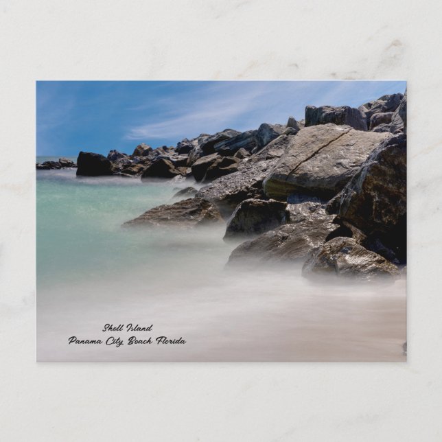 Carte postale Rochers et vagues de Shell Island (Devant)