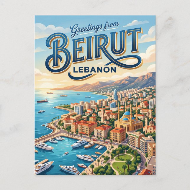Carte Postale Roches de Raouché (Rochers des Pigeons) Liban (Devant)