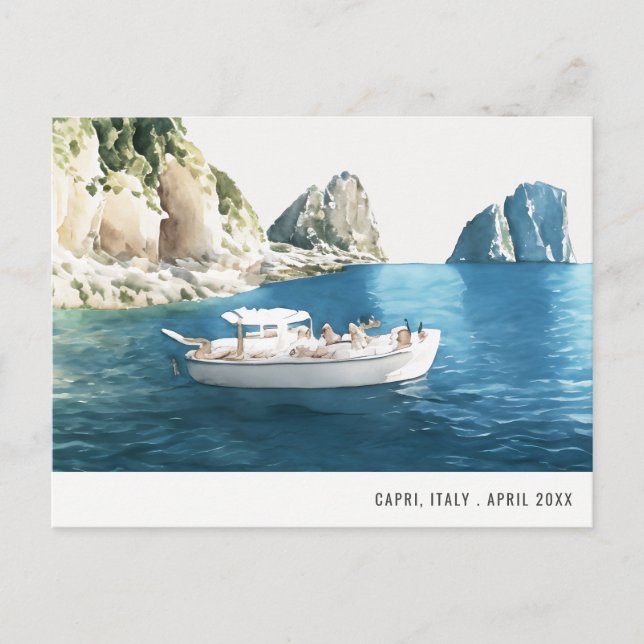 Carte Postale Roches Faraglioni Capri Italie Aquarelle Voyage (Devant)