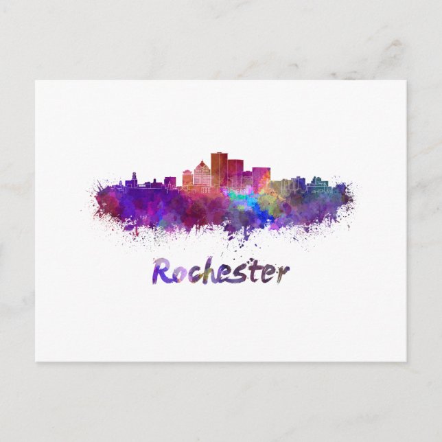 Carte Postale Rochester skyline in watercolor (Devant)