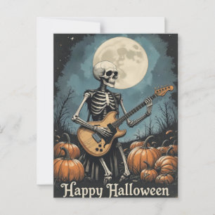 Carte Postale Rock and Roll Skeleton Halloween Les amateurs de m