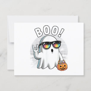 Carte Postale Rock Ghost Retro Halloween Citrouille Funny Boo