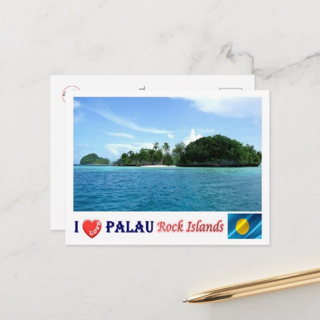 Carte Postale Rock Islands- J'aime - Palaos - (Devant/Arrière en situation)