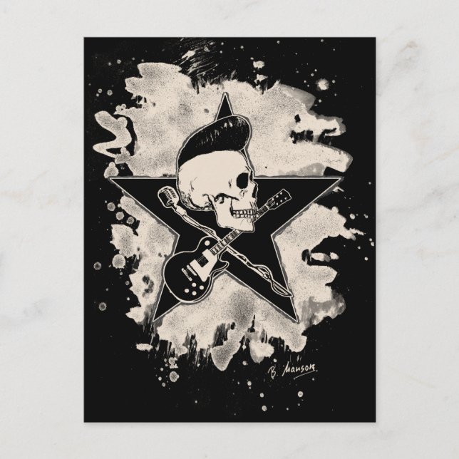 Carte Postale Rock-n-Roll Skull - bleached (Devant)