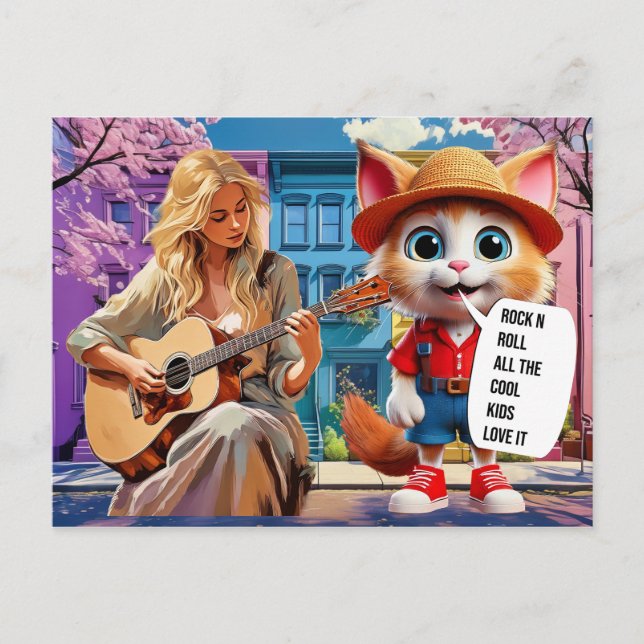 Carte Postale Rock n roll tous les enfants cool l'adorent (Devant)