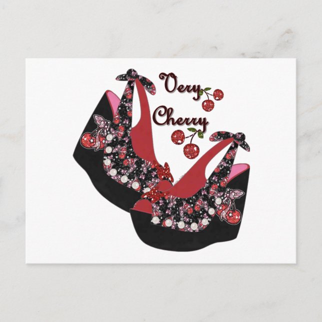 Carte Postale Rockabilly Very Cherry Shoes (Devant)