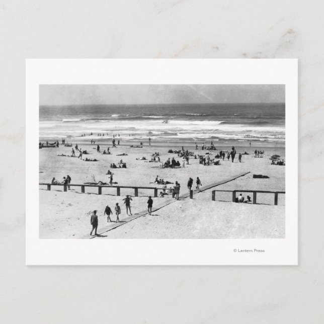 Carte Postale Rockaway, Oregon Beach Scene and Swimmers (Devant)