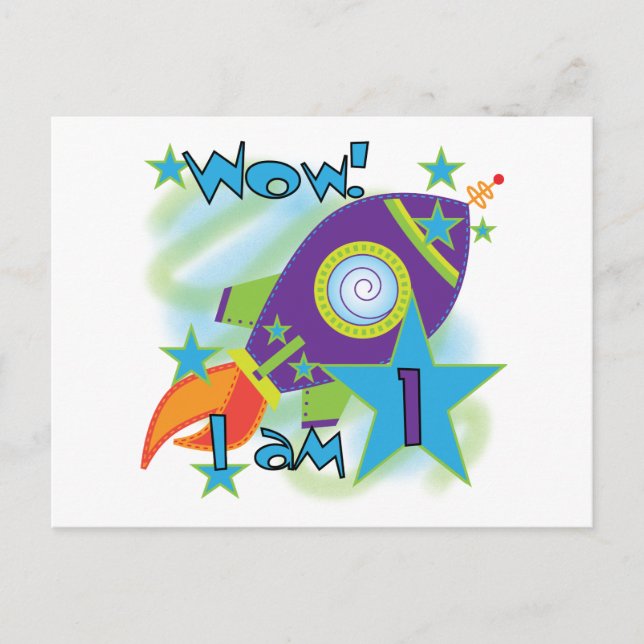 Carte Postale Rocket Ship 1er Anniversaire Tshirts et cadeaux (Devant)