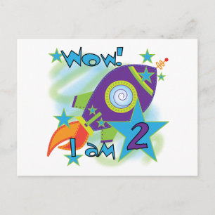 Carte Postale Rocket Ship 2e Anniversaire T-shirts et cadeaux