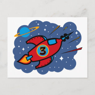 Carte Postale Rocket Ship 3e anniversaire
