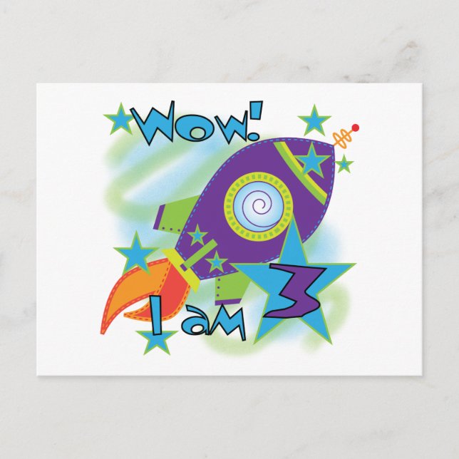 Carte Postale Rocket Ship 3e Anniversaire T-shirts et cadeaux (Devant)