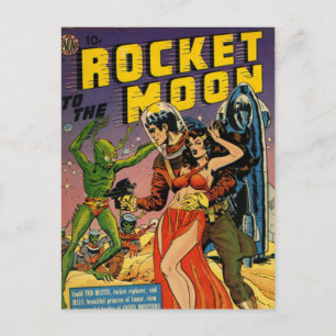 Carte Postale Rocket to the Moon Comic