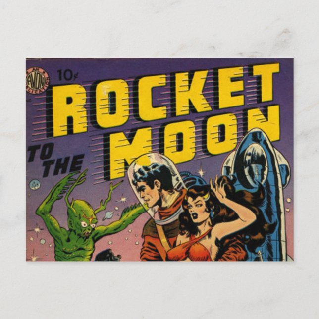 Carte Postale Rocket to the Moon Comic (Devant)
