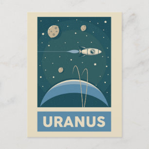 Carte Postale Rocket Uranus Retro Galaxy