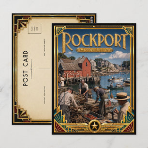 Carte Postale Rockport Massachusetts Art Déco vintage de l'âge d