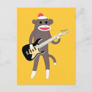 Carte Postale Rocks de singe de choc avec guitare électrique