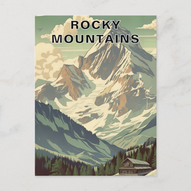 Carte Postale Rocky Mountains Retro Travel Mountain Lodge (Devant)