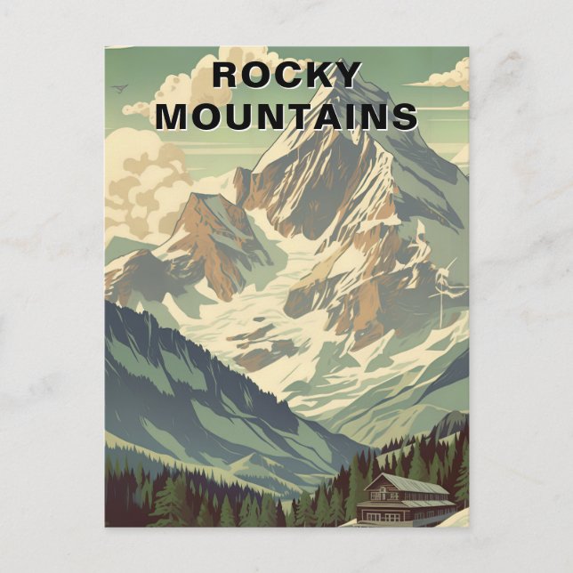 Carte Postale Rocky Mountains Vintage Travel Mountain Lodge (Devant)
