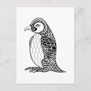 Carte Postale Roi artistique Penguin Zendoodle