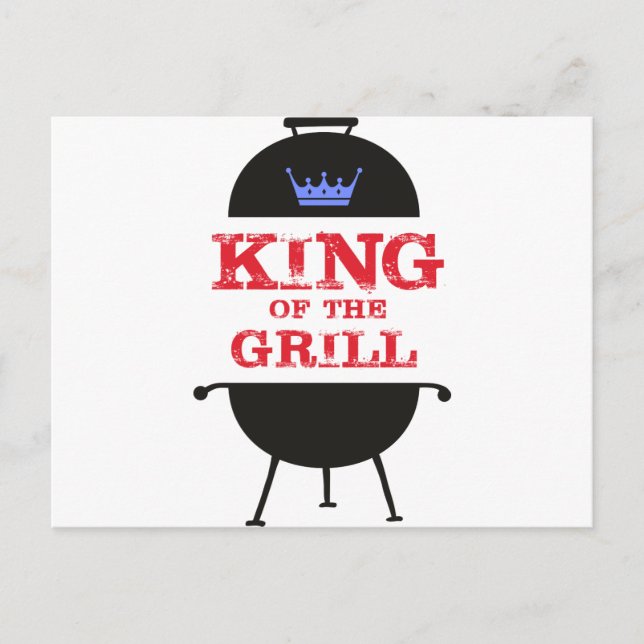 Carte Postale Roi Du Grill, Rouge Couronne Bleue (Devant)