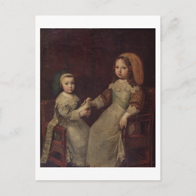 Carte Postale Roi Louis XIV (1638-1715) enfant avec Philipp (Devant)