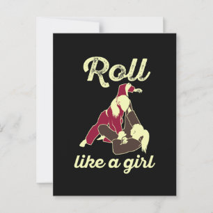 Carte Postale Roll Like a Girl Brazil Jiu Jitsu BJJ