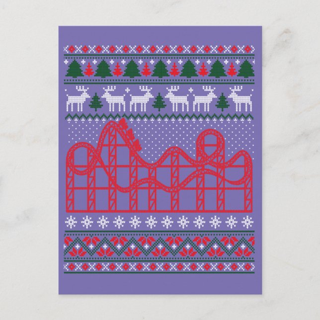Carte Postale Roller Coaster Scene Ugly Christmas Sweater (Devant)
