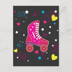 Carte Postale Rollerblade Patins à roulettes Rose Patinage à rou