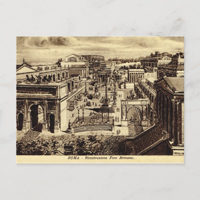 Carte Postale Roma, Impression d'artiste du Forum à l'époque rom (Devant)