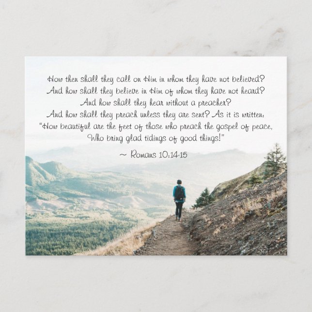 Carte Postale Romains 10:14-15 Alors comment ils l'appelleront (Devant)
