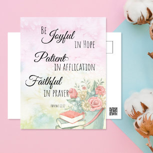 Carte Postale Romains 12:12 Soyez Joyeux dans le verset de la Bi