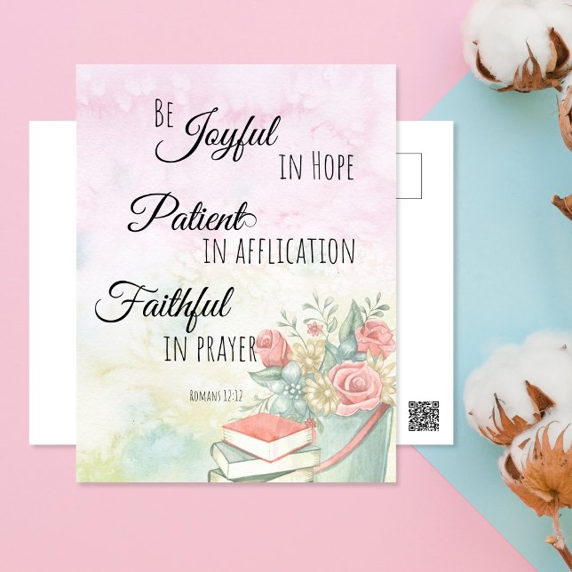 Carte Postale Romains 12:12 Soyez Joyeux dans le verset de la Bi (Créateur téléchargé)