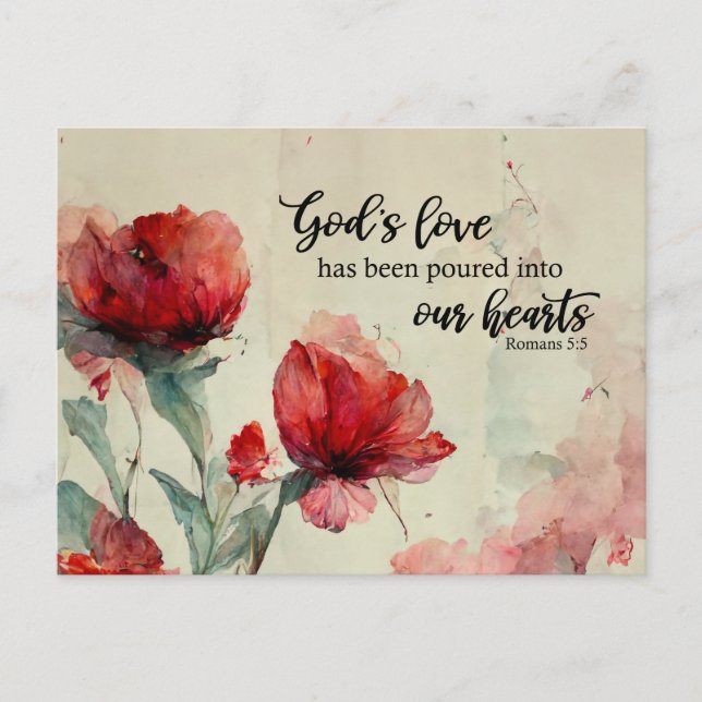 Carte Postale Romains 5:5 La Bible Amoureuse de Dieu Verse Fleur (Devant)