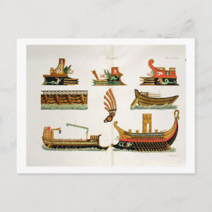 Carte Postale Roman Ships with details of figureheads, plate 23,