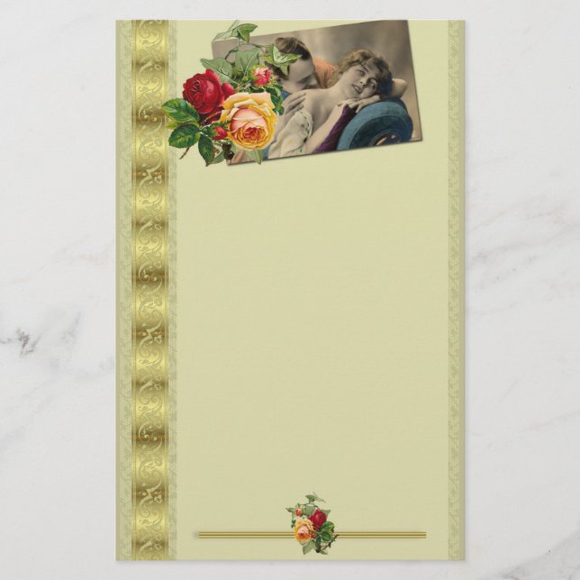 Carte postale Romance Vintage et Gold Edge Roses (Devant)
