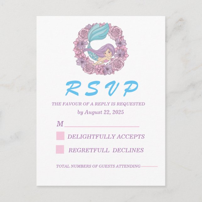 Carte Postale Romantic Fairy Tale Mermaid RSVP (Devant)