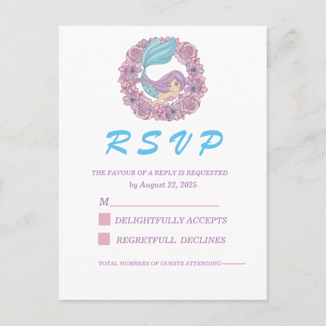 Carte Postale Romantic Fairy Tale Mermaid RSVP (Devant)
