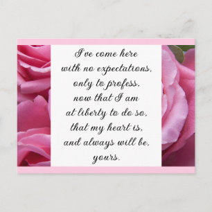 Carte Postale Romantique Blush Rose Floral Jane Austen Love Cita