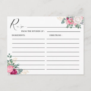 Carte Postale Romantique Bourgogne Blush Rose Floral Mariage Rec