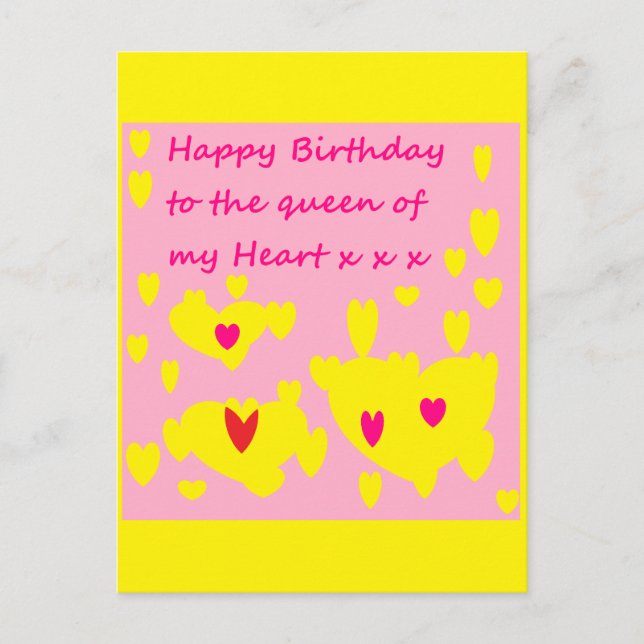 Carte postale romantique d'anniversaire rose et ja (Devant)