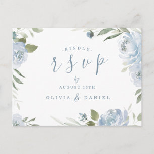 Carte Postale Romantique jardin bleu poussiéreux mariage floral 