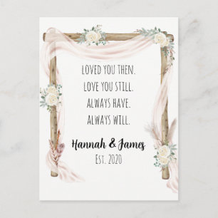 Carte Postale Romantique Je t'aime Anniversaire Boho Warercolor