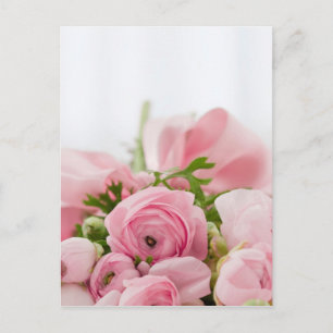 Carte Postale Romantique Mariage Love Soft Rose Flower Bouquet