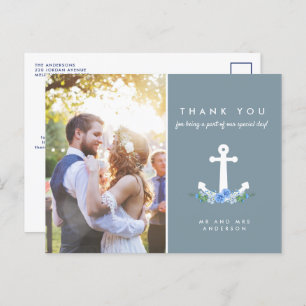 Carte Postale Romantique Mariage Nautique Merci